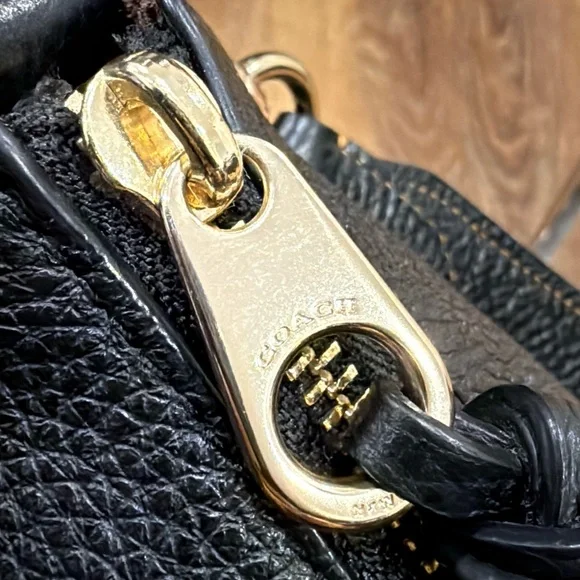 Coach “Pennie” Black Pebbled Leather Shoulder Bag (with Hang Tag & Twilly)(EUC) - Picture 15 of 17